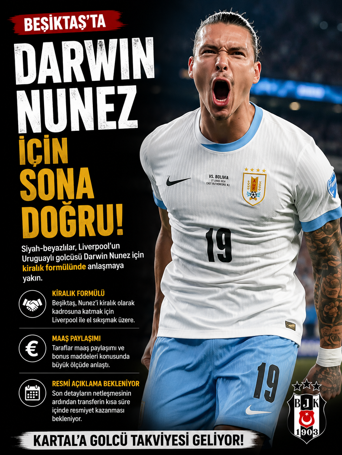 Beşiktaş’ta Darwin Nunez için sona doğru: Kiralık formülünde anlaşma yakın