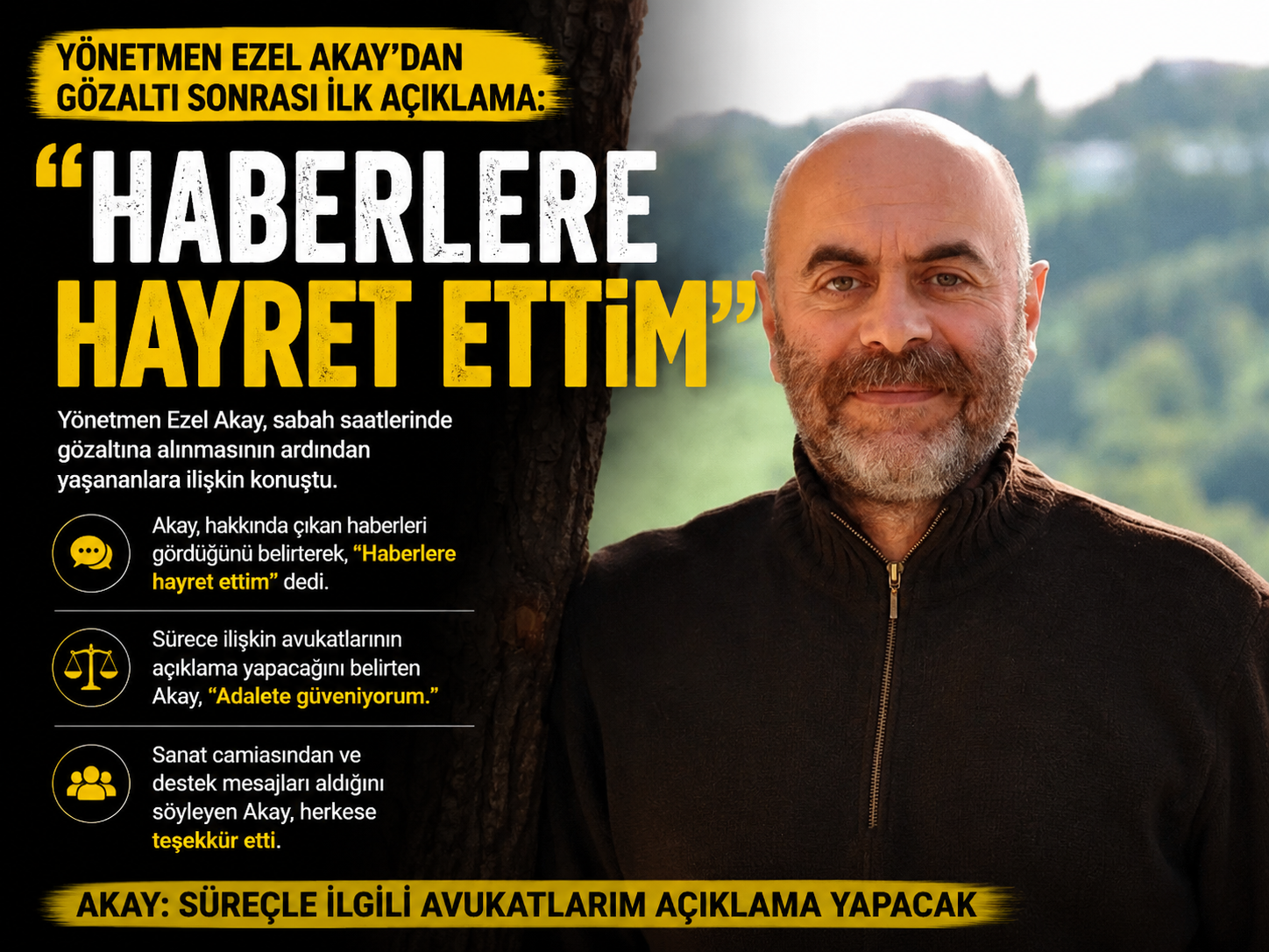 Yönetmen Ezel Akay’dan gözaltı sonrası ilk açıklama: “Haberlere hayret ettim”