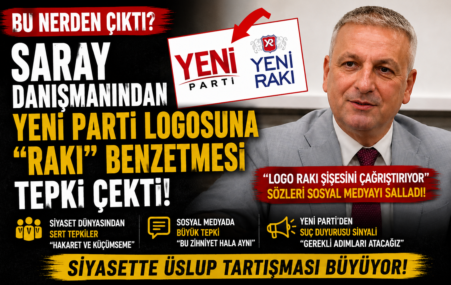Saray danışmanından YENİ Parti logosuna “rakı” benzetmesi tepki çekti